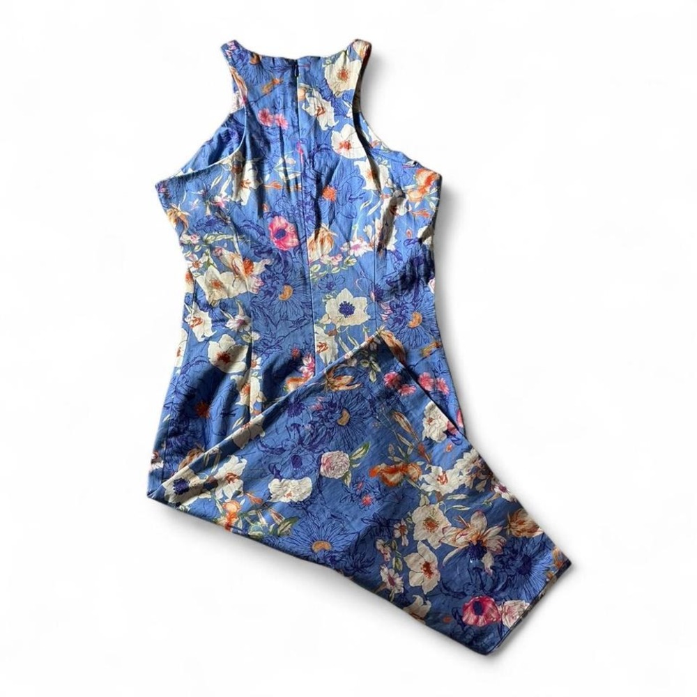 Zara Woman Floral Print Halter Maxi‎ Dress Blue Pink White Summer